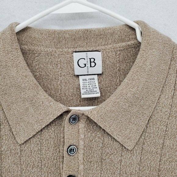 GEOFFREY BEENE Sweater Men's 1/4 Button Collared Long Sleeve Acrylic Brown 2XL - Picture 8 of 12